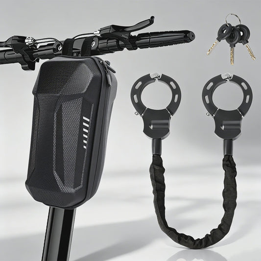 Verstelbaar Kettingslot met Stuurtas: Anti-diefstal Beveiliging voor Scooter, Fiets & Motor