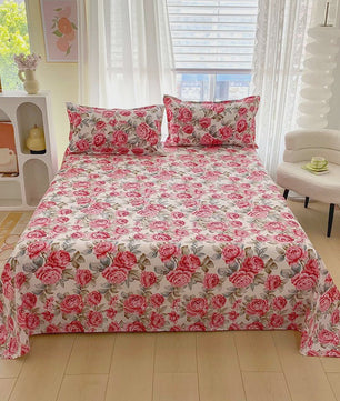 Rood Bloemenprint Top Sheet - Diverse Maten - 150x200 cm