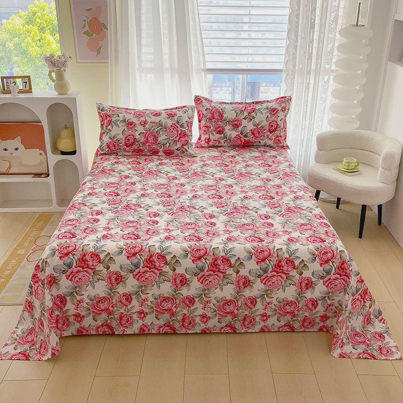 Rood Bloemenprint Top Sheet - Diverse Maten - 150x200 cm