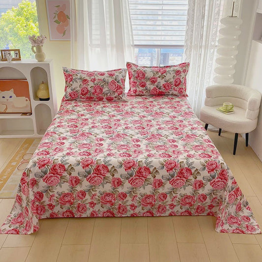 Rood Bloemenprint Top Sheet - Diverse Maten - 150x200 cm