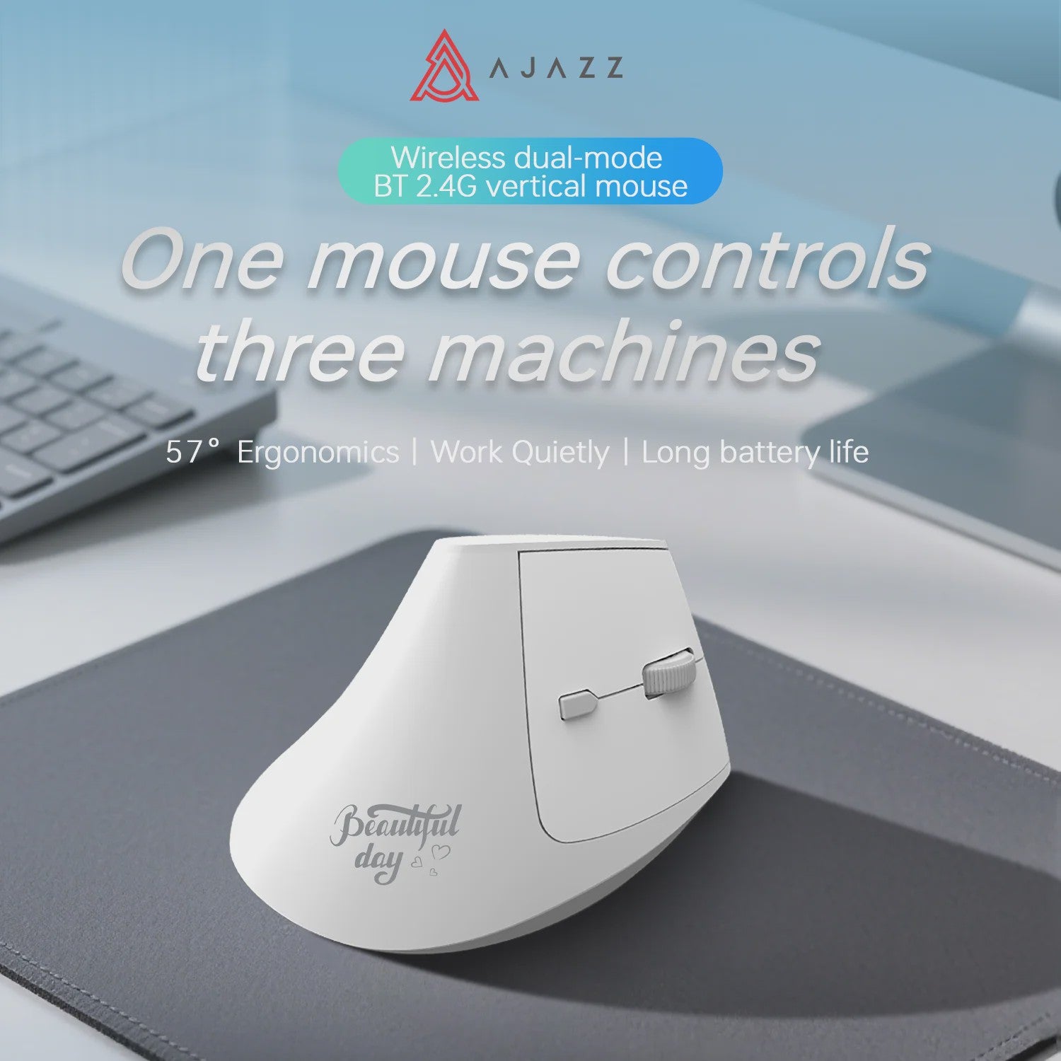 Ergonomische Verticale Draadloze Muis - Oplaadbaar, Bluetooth & 2.4G