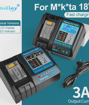 Waitley Snellader voor Makita 18V & 14.4V Accu's - Met Display, Koelventilator & EU Stekker