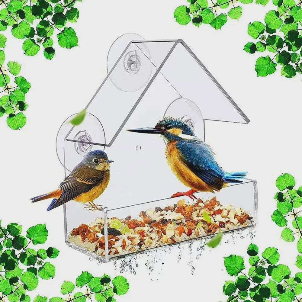 Acryl Vogelhuisje Voederhuisje voor Ramen met Zuignap - Buiten Tuin Vogelvoer Station