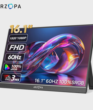 ARZOPA 16.1" Draagbare Monitor - FHD 1080P IPS, 100% sRGB, Ultraslank & Lichtgewicht