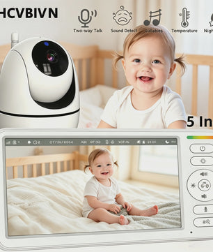 5 Inch Draadloze Babyfoon met PTZ Camera, Temperatuur, Nachtvisie & Tweeweg Audio