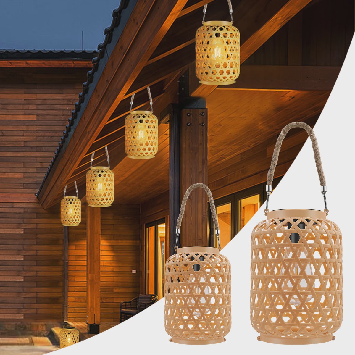 Sfeervolle Rattan Solar Lantaarn voor Buiten - Waterdicht & Decoratief