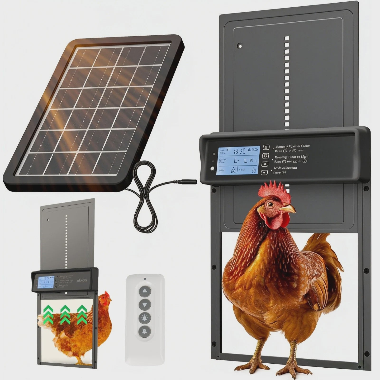 Automatische Kippenhok Deur met Zonnepaneel, Timer & Afstandsbediening - Veilig en Gemakkelijk
