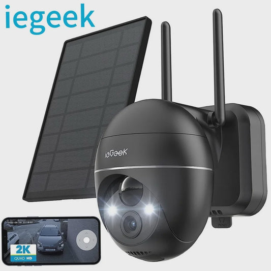IeGeek 5MP Draadloze Buiten Camera met Solar Paneel, PTZ, PIR Bewegingsdetectie