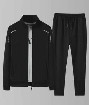 Moderne Casual Sportset voor Heren - Lente/Herfst Trainingspak met Opstaande Kraag en Elastische Broek
