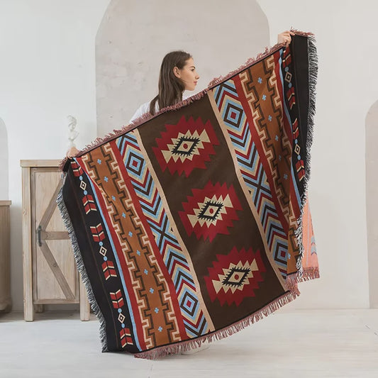 Veelzijdige Bohemian Deken in Westerse Stijl - Perfect voor Buiten, Camping, Picknick & Sofa