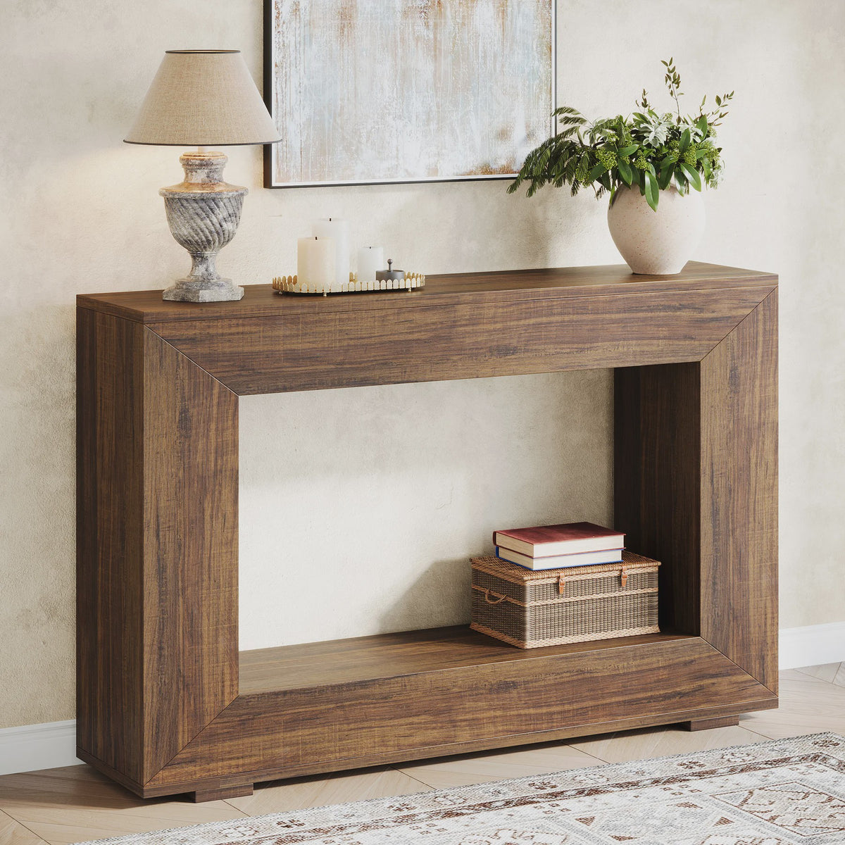 Tribesigns Farmhouse Console Tafel 119 cm - Industriële Halmeubel met Houten Look