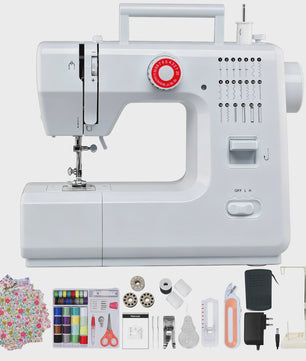 618 Mini Elektrische Naaimachine met 42-delige Naaiset & Patchwork Stoffen