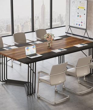 Grote Vergadertafel / Bureau 200cm met Stijlvol Geometrisch Metalen Frame - Ideaal voor Kantoor of Thuis