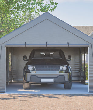 6x4x3m All-Weather Tent - Waterdichte Garage, UV-bescherming, Roll-Up Ramen - Grijs