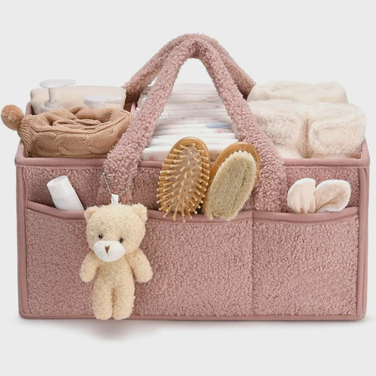 Luxe Baby Luiertas Organizer met Knuffelbeer - Opbergmand voor Commode & Luiers