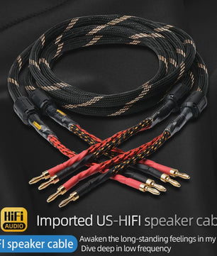 High-End Hifi Luidsprekerkabel - 6N OFC Koper, Vergulde Banana/Y-stekkers