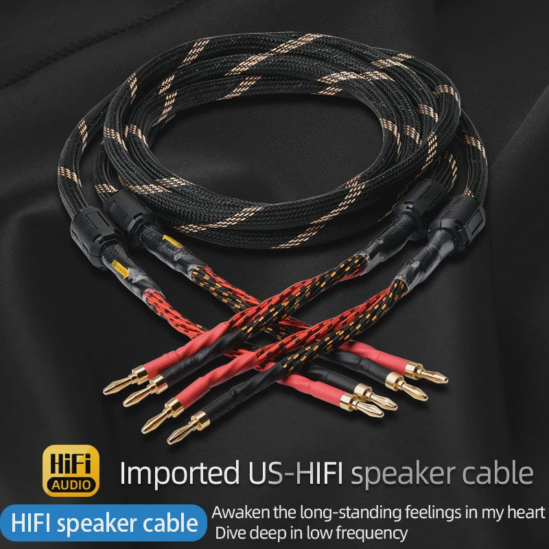 High-End Hifi Luidsprekerkabel - 6N OFC Koper, Vergulde Banana/Y-stekkers