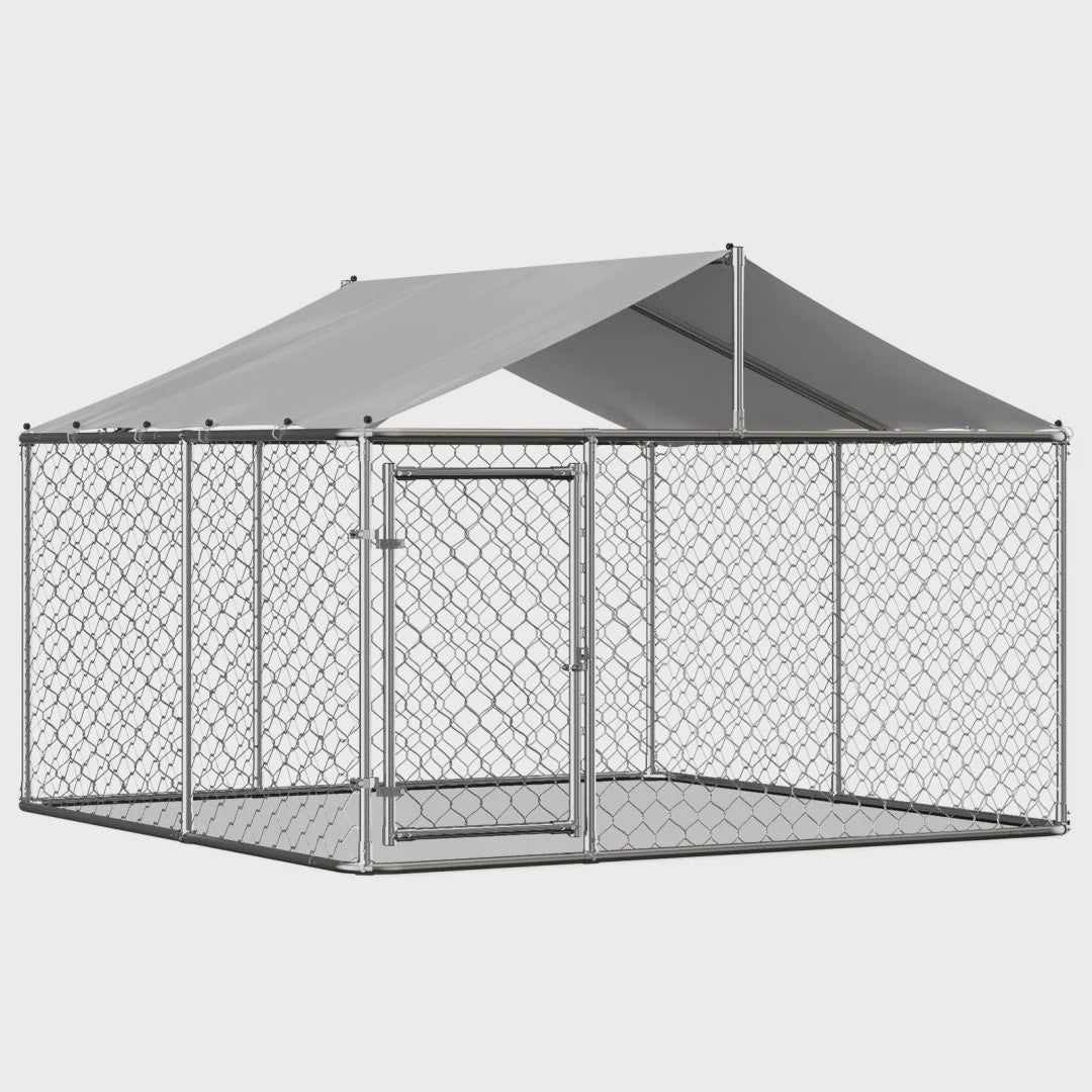 Robuuste Stalen Hondenren met Dak - 230x230x117cm Outdoor Kennel