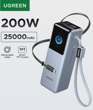 UGREEN Nexode Pro 200W Powerbank 25000mAh met Ingebouwde Kabels - Snel Laden voor Laptops