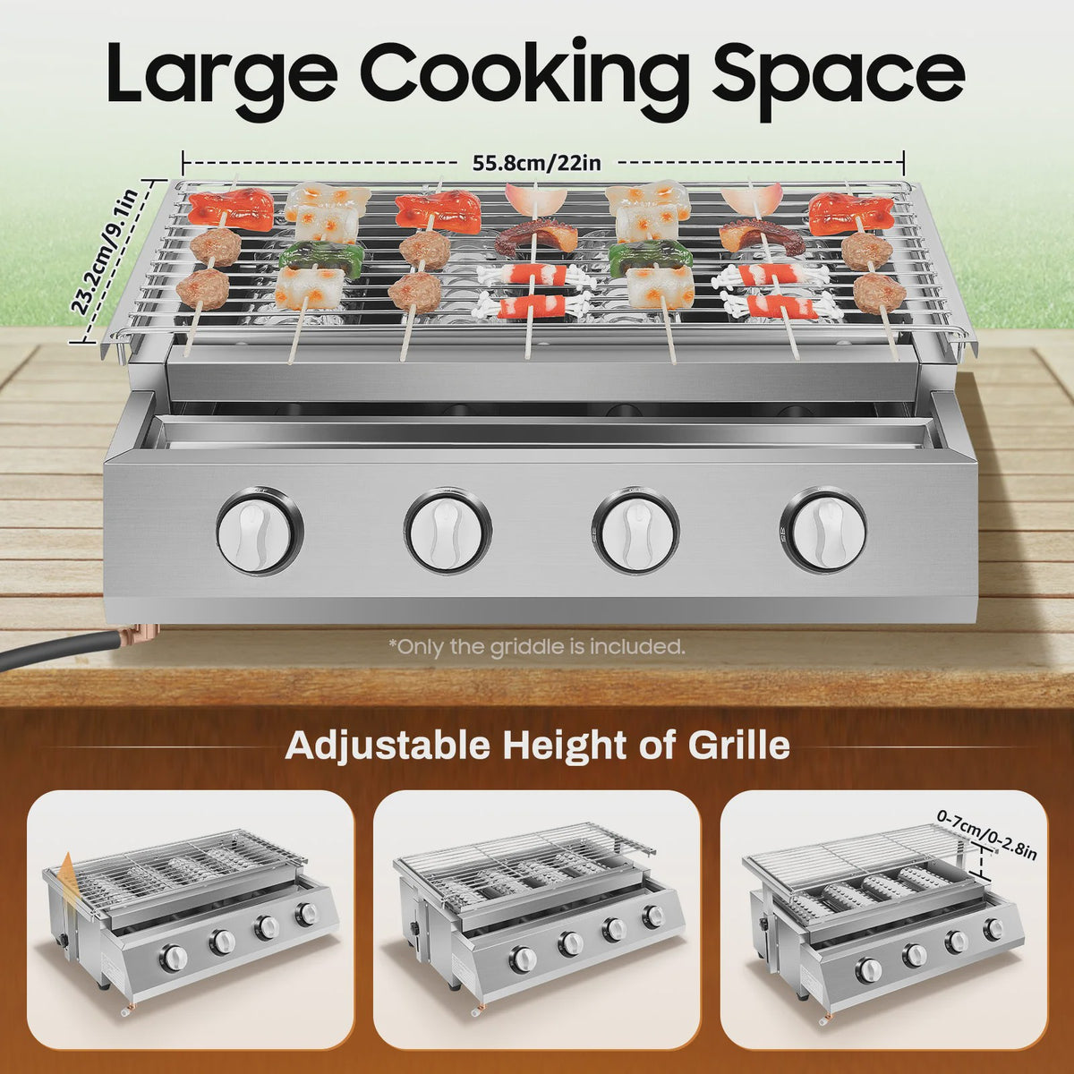 4-pits Gas BBQ Grill - Draagbare Rookvrije Barbecue voor Buiten