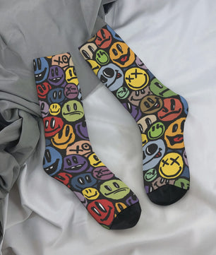Graffiti Emoticon Sokken - Vrolijke & Comfortabele Streetwear Sokken voor Heren