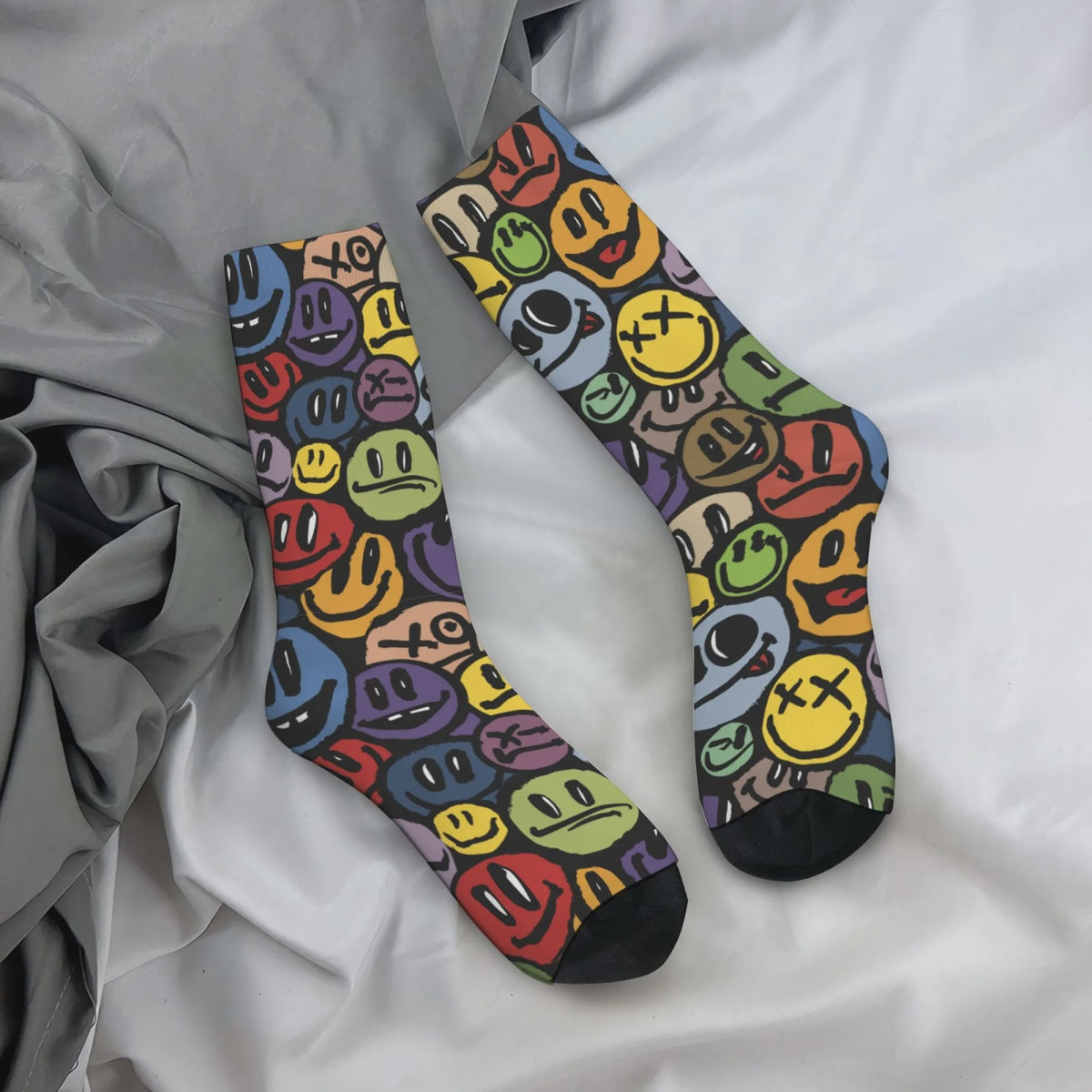 Graffiti Emoticon Sokken - Vrolijke & Comfortabele Streetwear Sokken voor Heren
