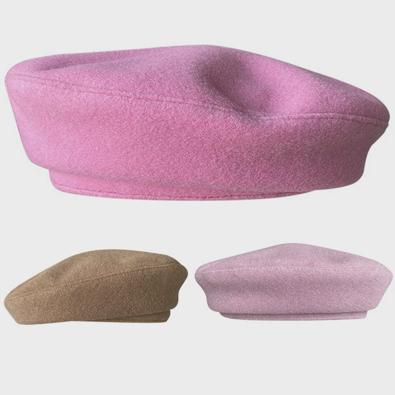 Roze Baret Dames - Koreaanse Stijl Minimalistisch Elegant Schildersmutsje