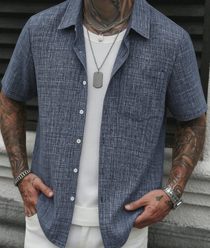 Casual Linnen Look Korte Mouw Shirt Heren - Zomerse Stijl