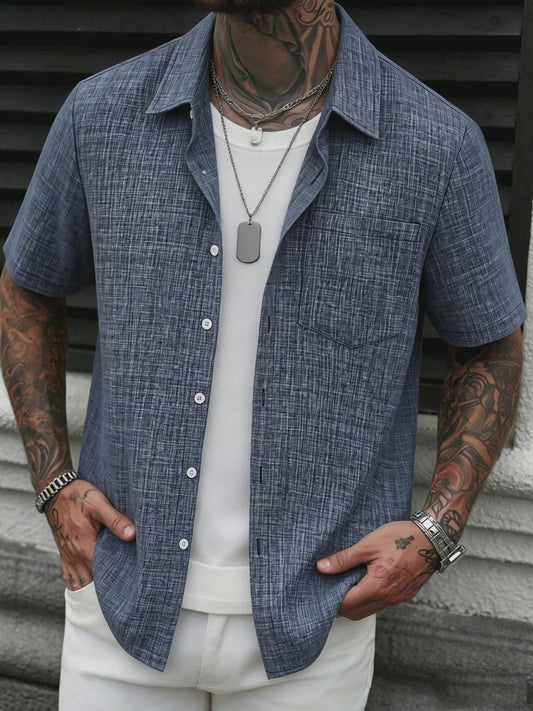 Casual Linnen Look Korte Mouw Shirt Heren - Zomerse Stijl