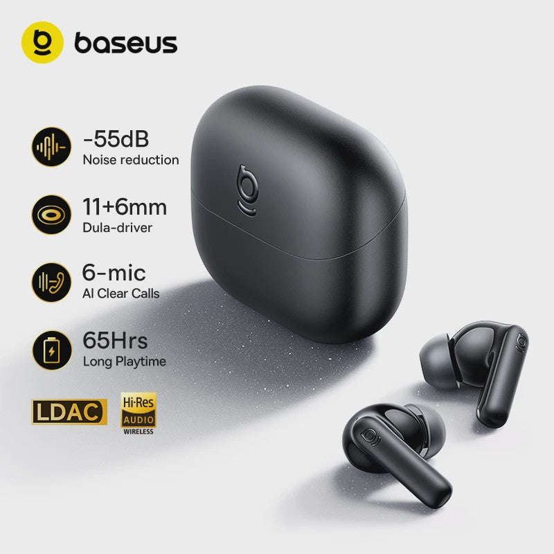Baseus Bass EP10 Ultra Draadloze Oordopjes met Adaptive ANC, Hi-Res Audio en 65 uur batterijduur
