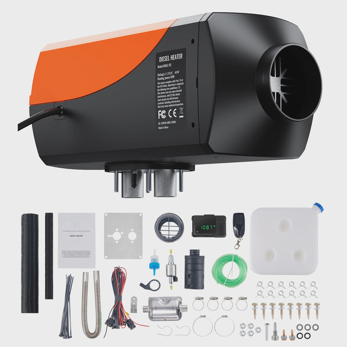 Krachtige Diesel Luchtverwarmer 2/8KW met Afstandsbediening en 10L Tank - Ideaal voor Camper, Boot & Voertuigen