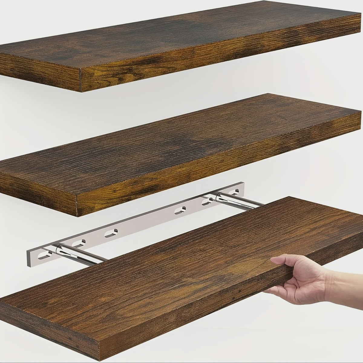 Zwevende Houten Wandplank - Stijlvol en Ruimtebesparend voor Woonkamer & Slaapkamer