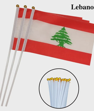 Libanon Handvlag 14x21cm - Plastic Stokje voor Feesten en Evenementen