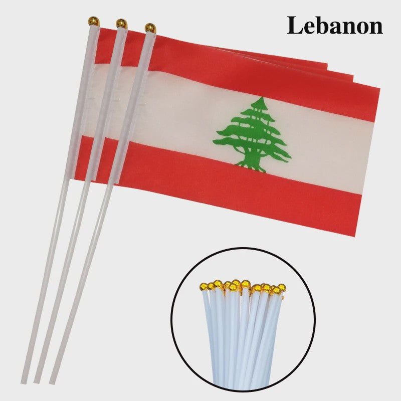 Libanon Handvlag 14x21cm - Plastic Stokje voor Feesten en Evenementen