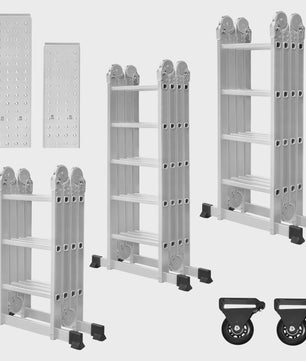 6-in-1 Aluminium Multifunctionele Ladder met Platform - Verstelbaar & Inklapbaar
