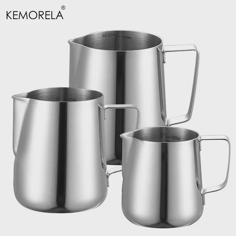 Set van 3 RVS Melkopschuimkannen (350/600/900ml) met Maatverdeling - Barista Kwaliteit