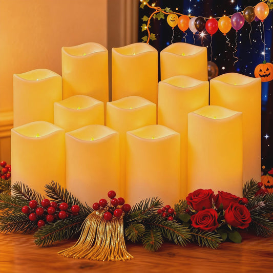 12-delige LED Kaarsen Set met Afstandsbediening - Flikkerend Vlam Effect voor Feestelijke Decoratie