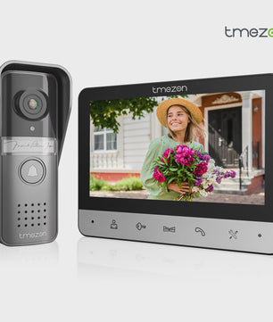TMEZON 4-Draads Videofoon Intercom Systeem met 7-Inch Kleurendisplay en Deurbel