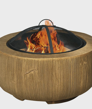 Outsunny Vuurschaal met Deksel en Schep - Sfeervolle Buitenhaard voor Tuin en Camping
