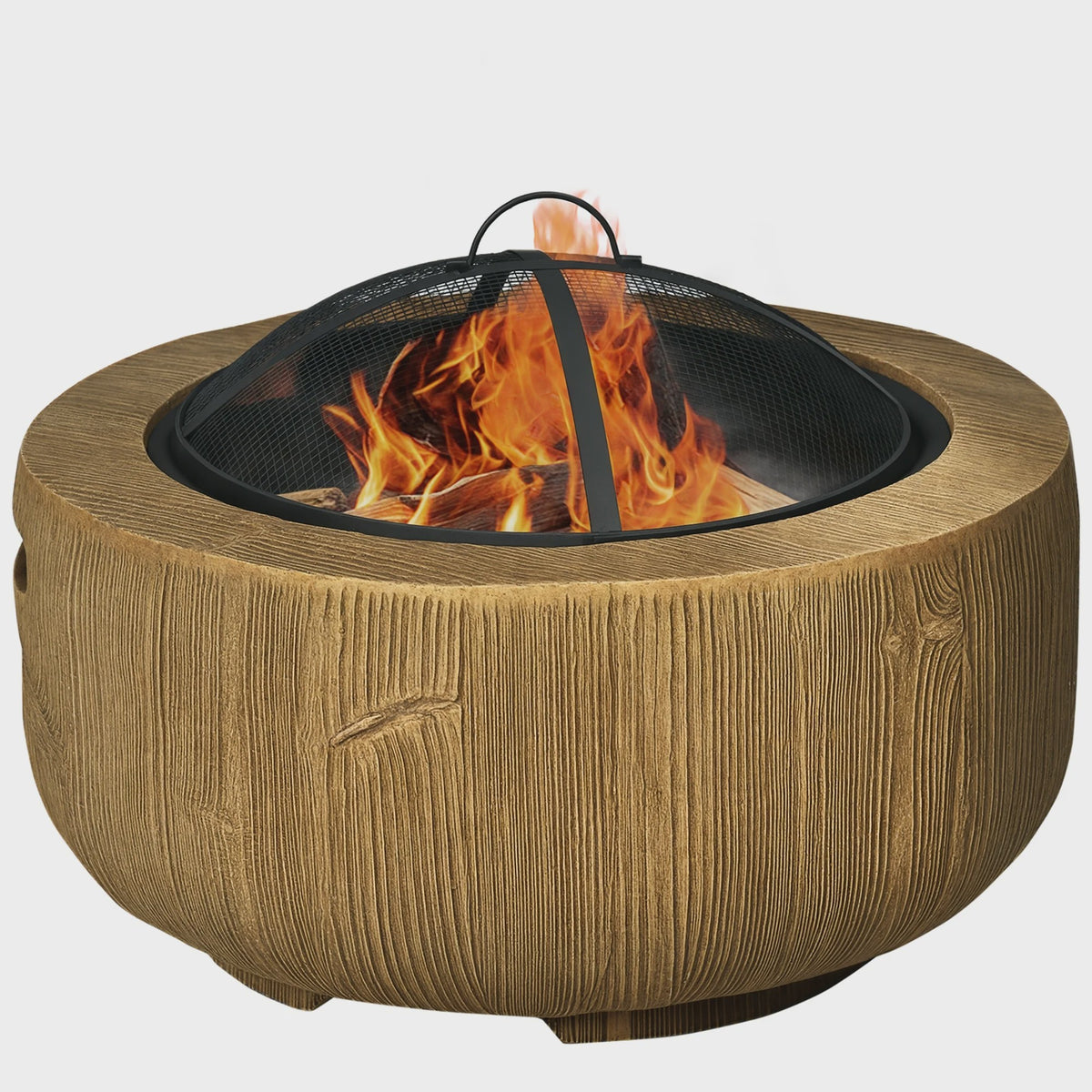 Outsunny Vuurschaal met Deksel en Schep - Sfeervolle Buitenhaard voor Tuin en Camping