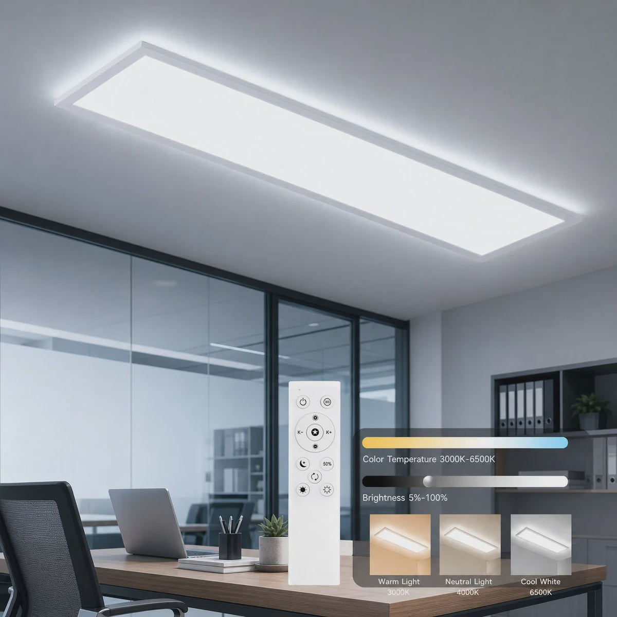 Moderne LED Plafondlamp 40W 4400LM 120x30cm Dimbare Paneellamp met Afstandsbediening