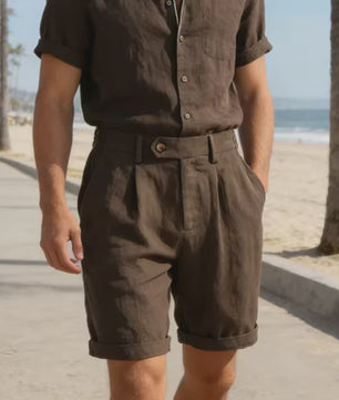 Zomerse Heren Short Pants: Business Casual met Stretch Taille in Old Money Stijl