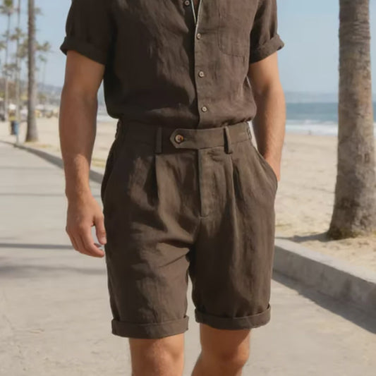 Zomerse Heren Short Pants: Business Casual met Stretch Taille in Old Money Stijl
