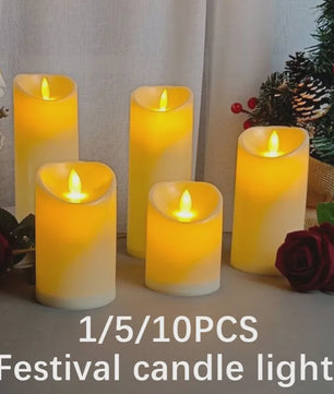 Set van 1-10 LED Kaarsen met Flakkerend Vlam Effect - Flameless Kaarsen voor Feestelijke Decoratie