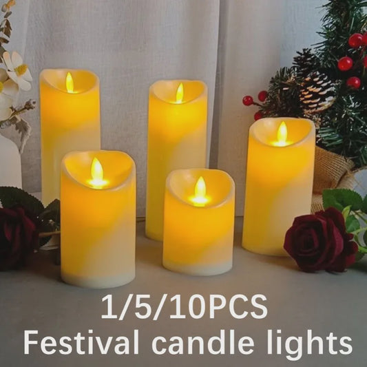 Set van 1-10 LED Kaarsen met Flakkerend Vlam Effect - Flameless Kaarsen voor Feestelijke Decoratie