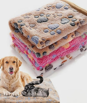 Zachte Pluche Deken voor Huisdieren - Warm & Comfortabel met Schattige Cartoon Pootjesprint