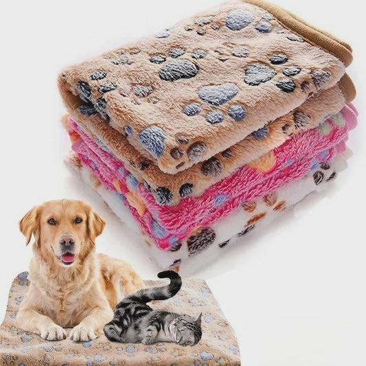 Zachte Pluche Deken voor Huisdieren - Warm & Comfortabel met Schattige Cartoon Pootjesprint