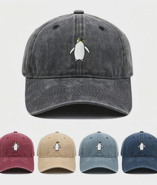 Vintage Pinguïn Cap - Unisex Baseballpet met Gebogen Vizier