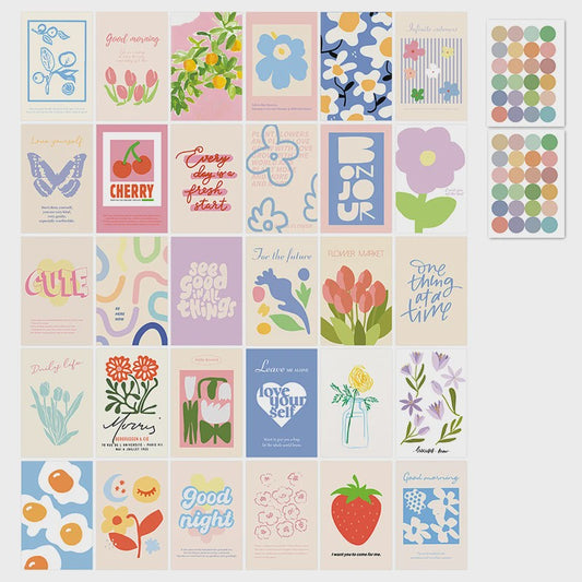 30x Esthetische Collage Posters Set - Trendy Wanddecoratie voor Meisjes & Vrouwen