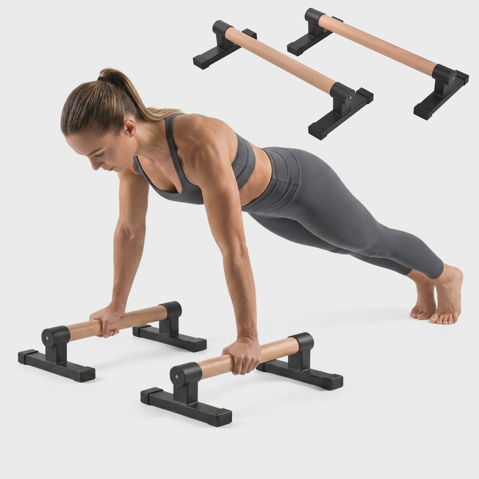 Houten Parallettes Push-Up Bars - Ergonomische Calisthenics Bars voor Krachttraining